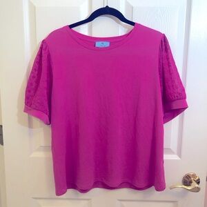 CeCe Pink Magenta Eyelet Sleeve Top - Women’s Size Large